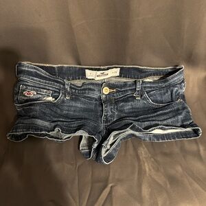 Hollister Women's Dark Wash Denim Shortie Shorts